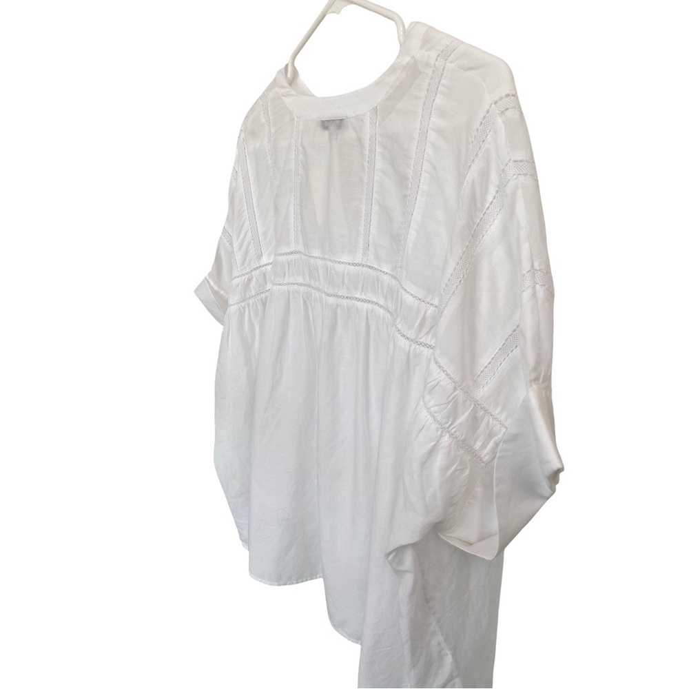 Madewell Women's White Lace-Inset Pintucked Henley Top Size XL NWT - Picture 8 of 12